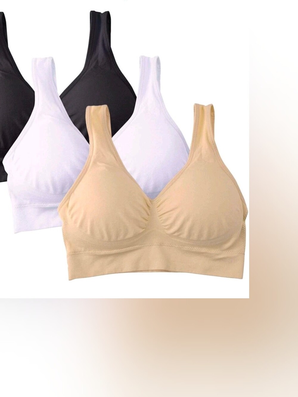 Everyday Wireless Padded Comfort Bra - Beige, White & Black